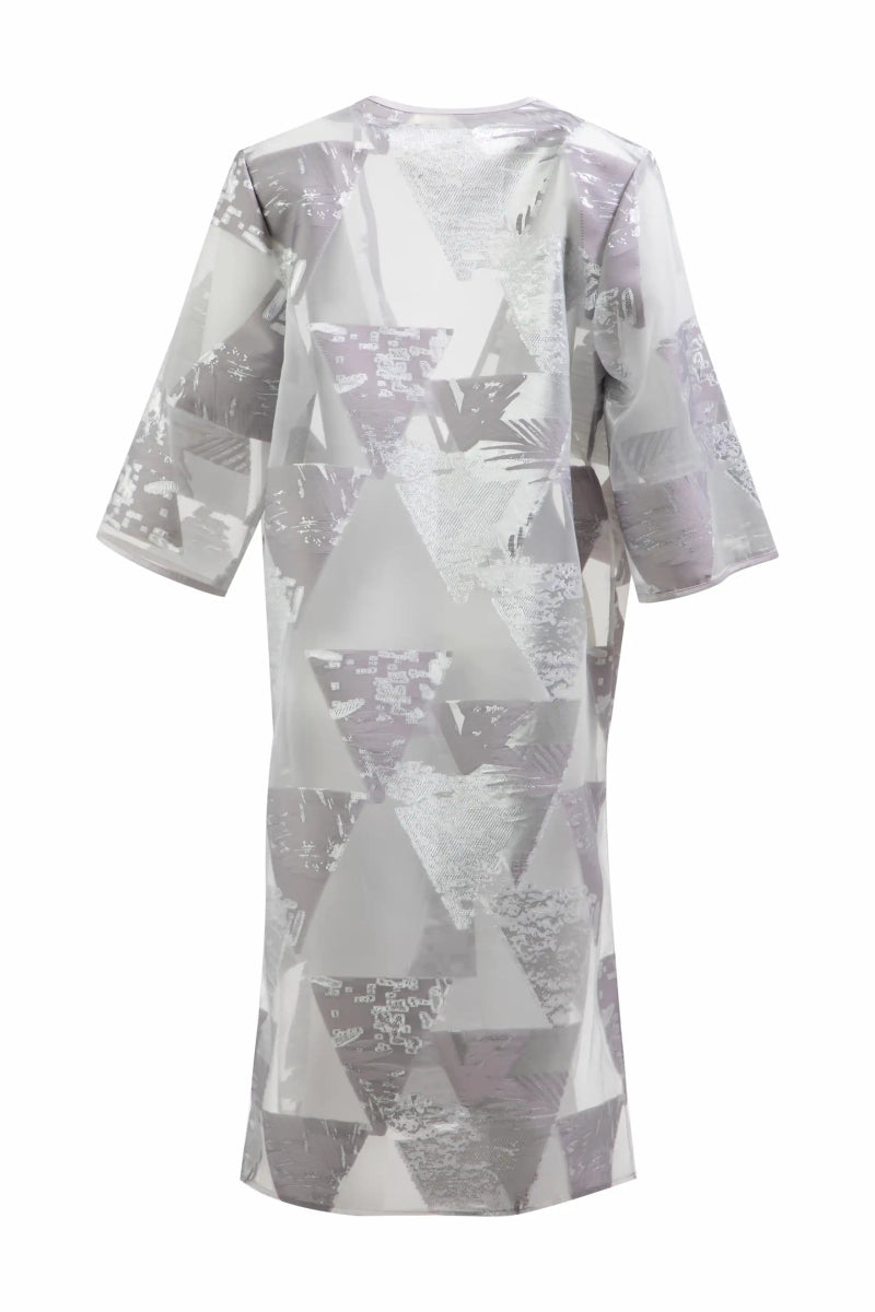 Silver Geometric Sheer Kimono - ELLY