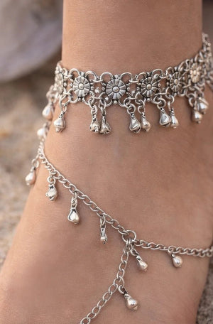 Silver plated brass anklet ring - ELLY