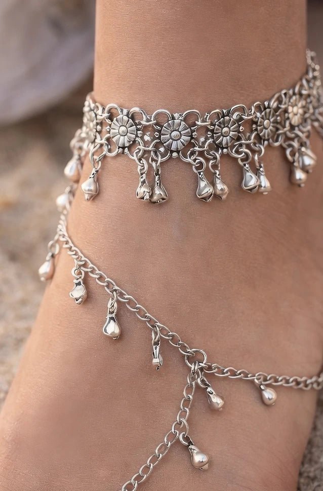 Silver plated brass anklet ring - ELLY