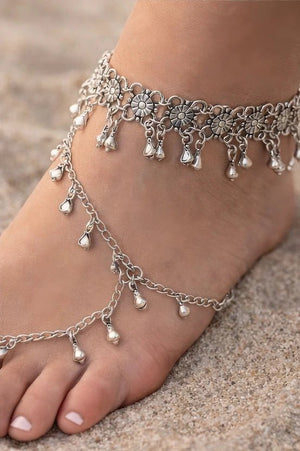 Silver plated brass anklet ring - ELLY