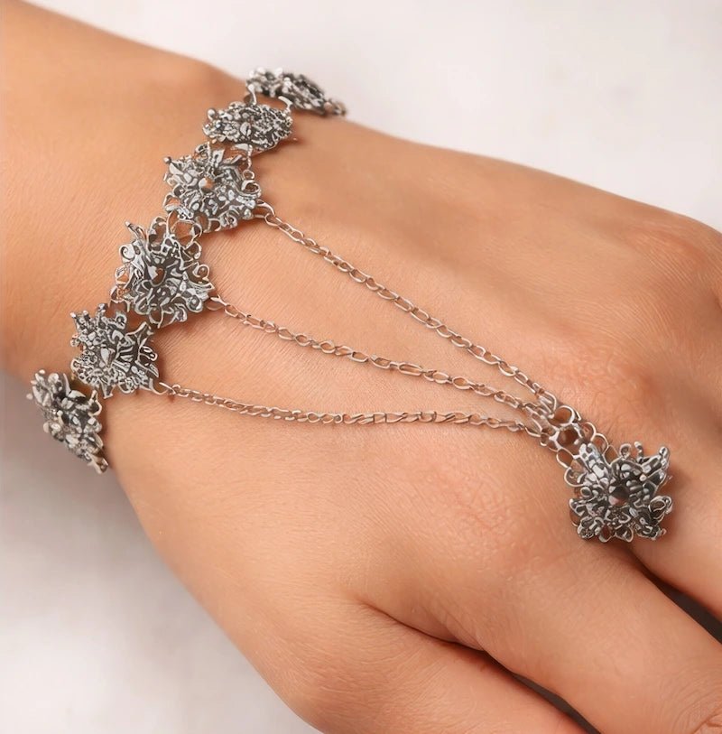 Silver plated brass bracelet ring - ELLY