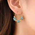 Sky Blue & Aqua Stone Hoop Earrings - ELLY