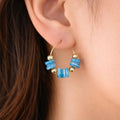 Sky Blue Nacre Hoop Earrings - ELLY