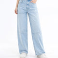 Sky Blue Relaxed Wide - Leg Jeans - ELLY