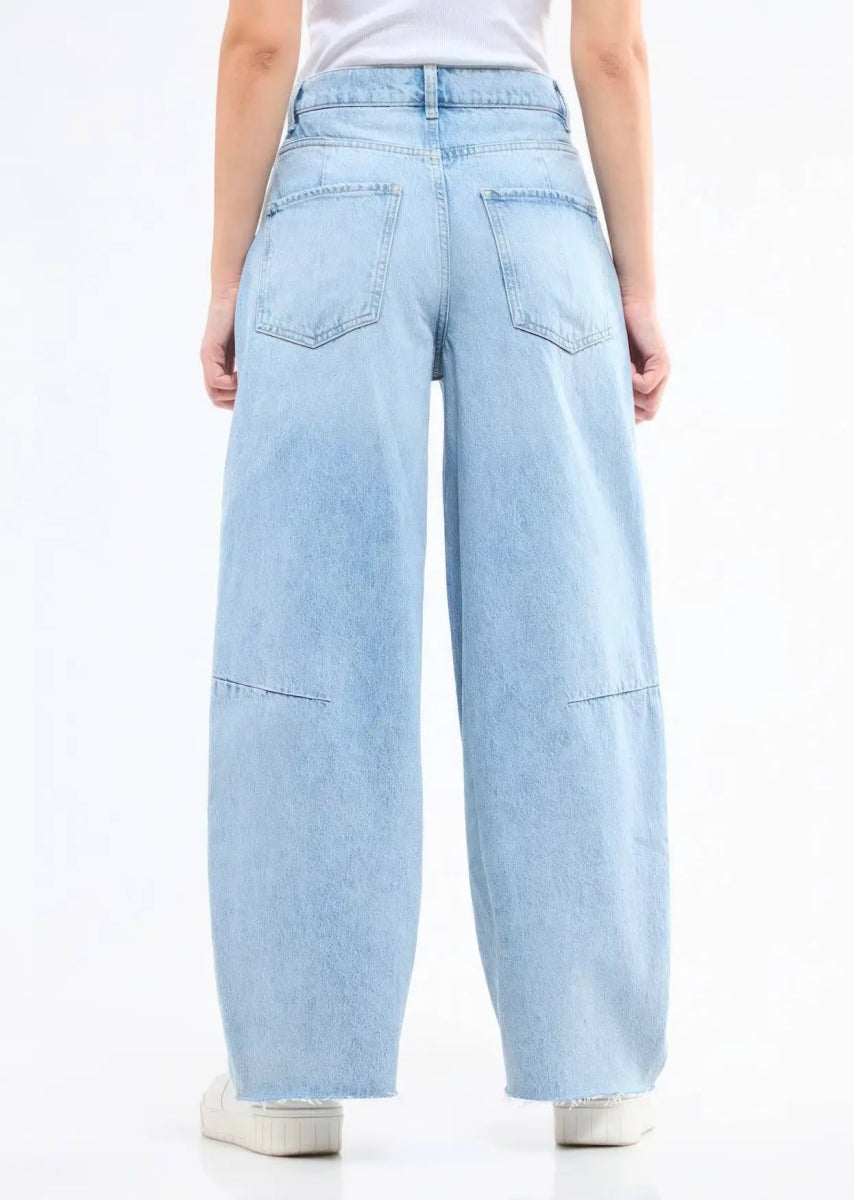 Sky Blue Relaxed Wide - Leg Jeans - ELLY