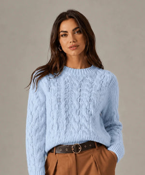 Sky Blue Short Knit Sweater - ELLY