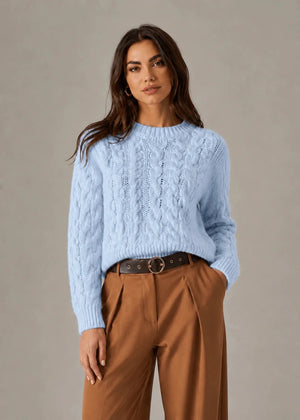 Sky Blue Short Knit Sweater - ELLY