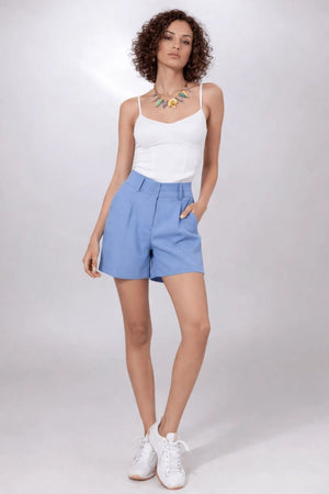 Sky Blue Tailored Shorts - ELLY