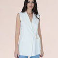 Sleeveless Belted Jacket – Bianco - ELLY