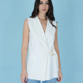 Sleeveless Belted Jacket – Bianco - ELLY