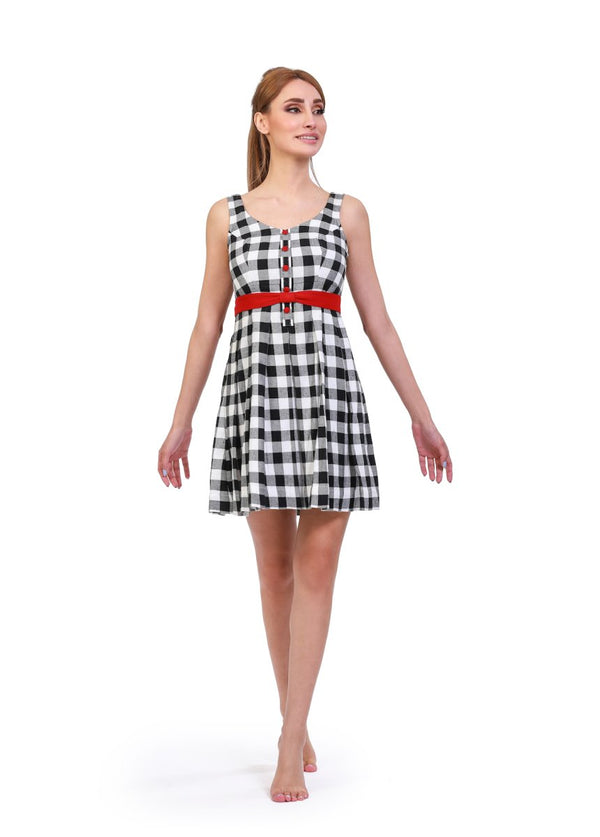 Square Neck Flannel Midi Dress - ELLY