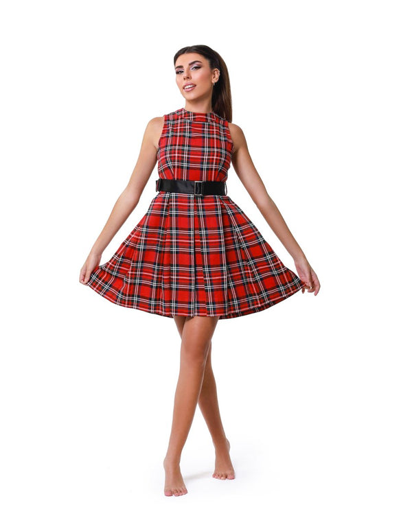 Striped Buffalo Plaid Midi Dress - ELLY