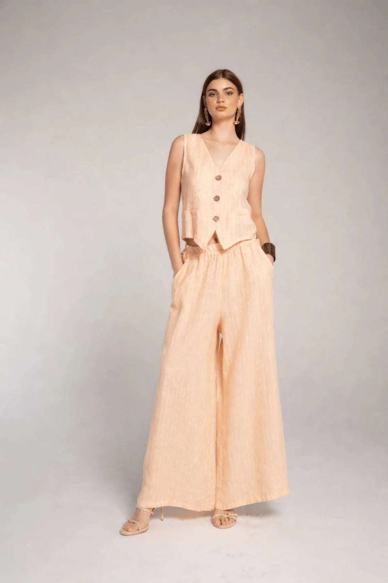 Striped Linen - Blend Tailored Gilet - ELLY