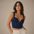 Sultry Denim Corset Top - ELLY