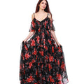 Summer Goddess Floral Chiffon Maxi Dress - ELLY