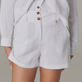 Sunshine Ready White Linen Shorts - ELLY