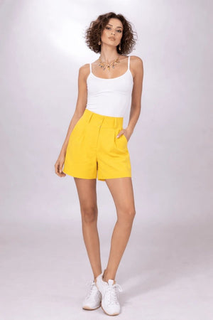 Sunshine Yellow Tailored Shorts - ELLY