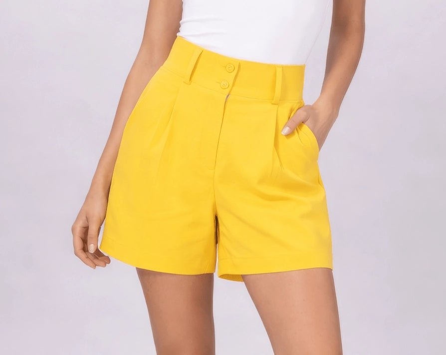 Sunshine Yellow Tailored Shorts - ELLY