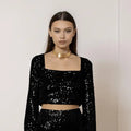 Sveva Top in Nero Paillettes - ELLY