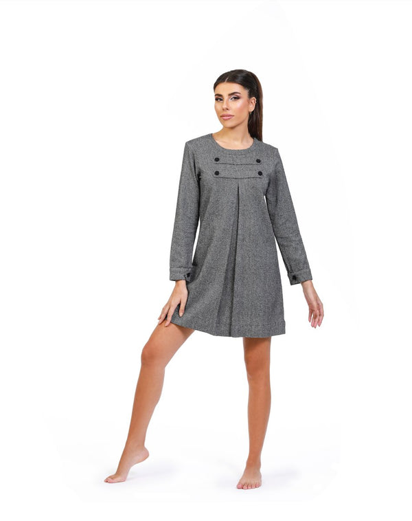 Swinging Sixties Gray Flannel Minidress - ELLY