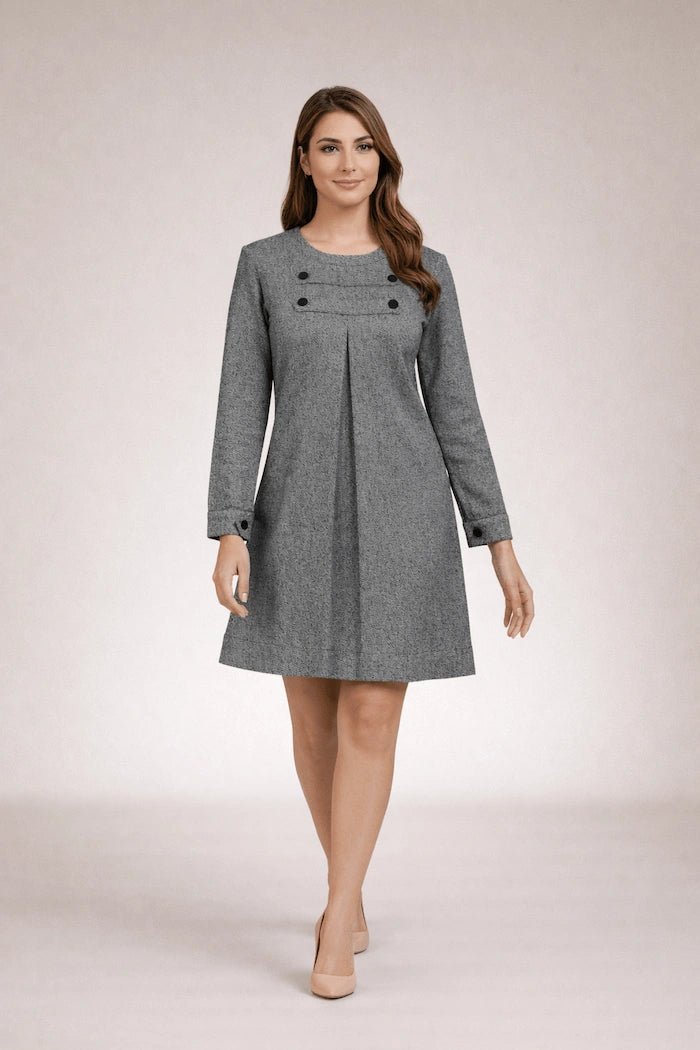 Swinging Sixties Gray Flannel Minidress - ELLY