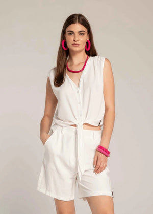 Tailored Bermuda Shorts – Bianco - ELLY