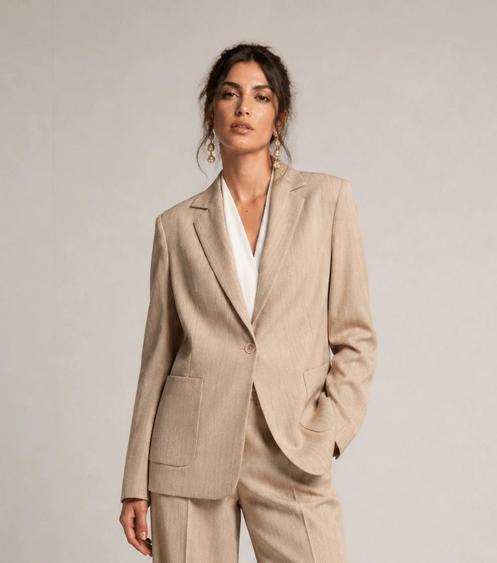 Italian-made Tailored Single-Button Blazer selected for the ELLY collection
