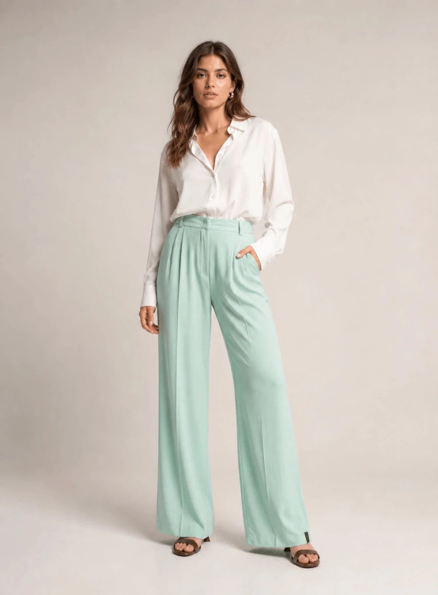 Tailored Straight - Leg Pants – Verde Chiaro - ELLY