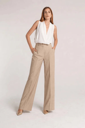 Tailored Wide - Leg Pants Beige - ELLY