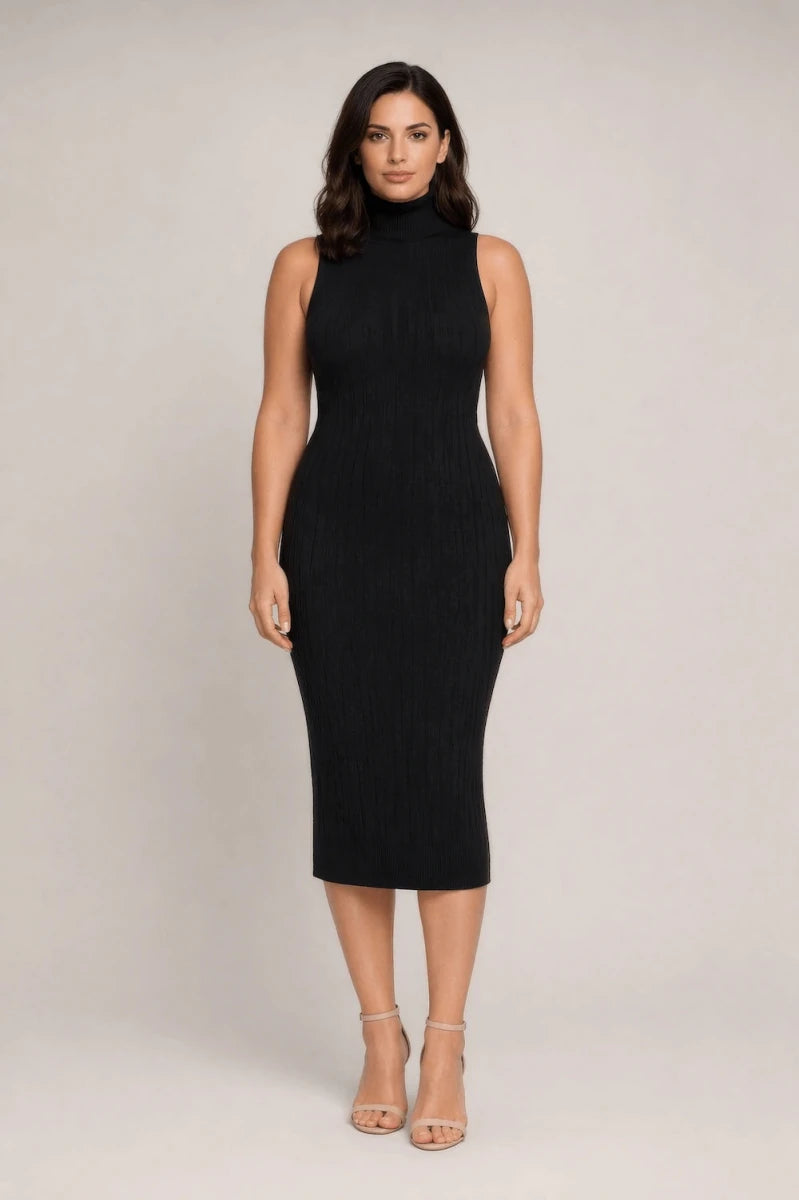 Treccia Turtleneck Knit Dress - ELLY