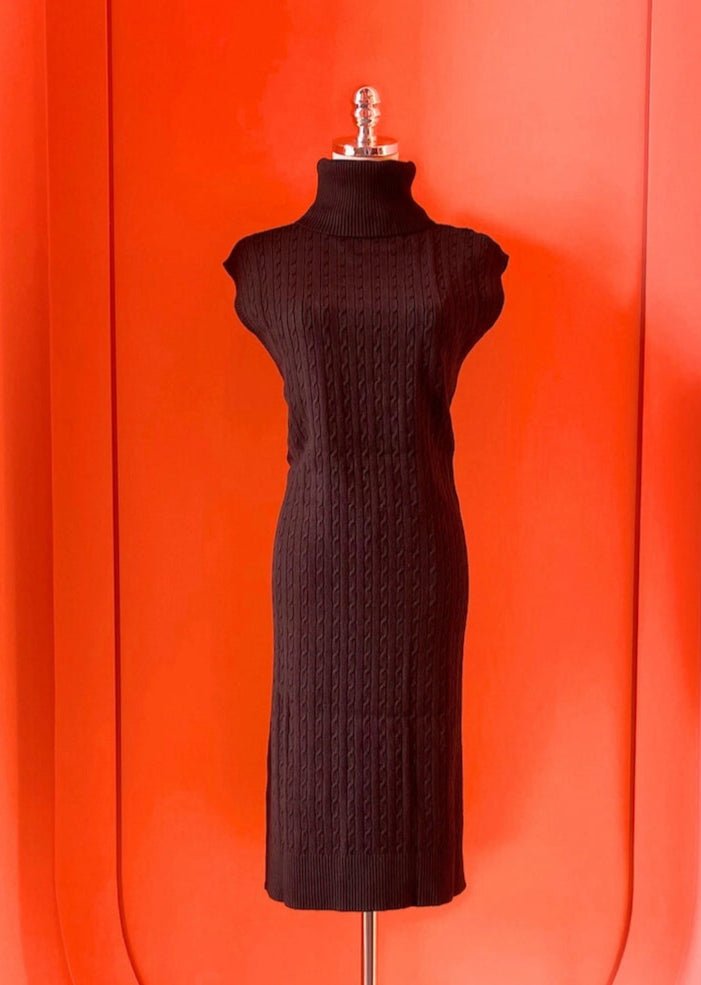 Treccia Turtleneck Knit Dress - ELLY