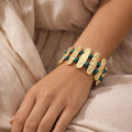 Turquoise Accent Textured Gold Bracelet - ELLY