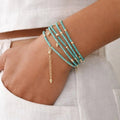 Turquoise Beaded Convertible Necklace, Bracelet & Belt with Gold Charms - ELLY