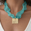 Turquoise Coin Charm Beaded Necklace - ELLY