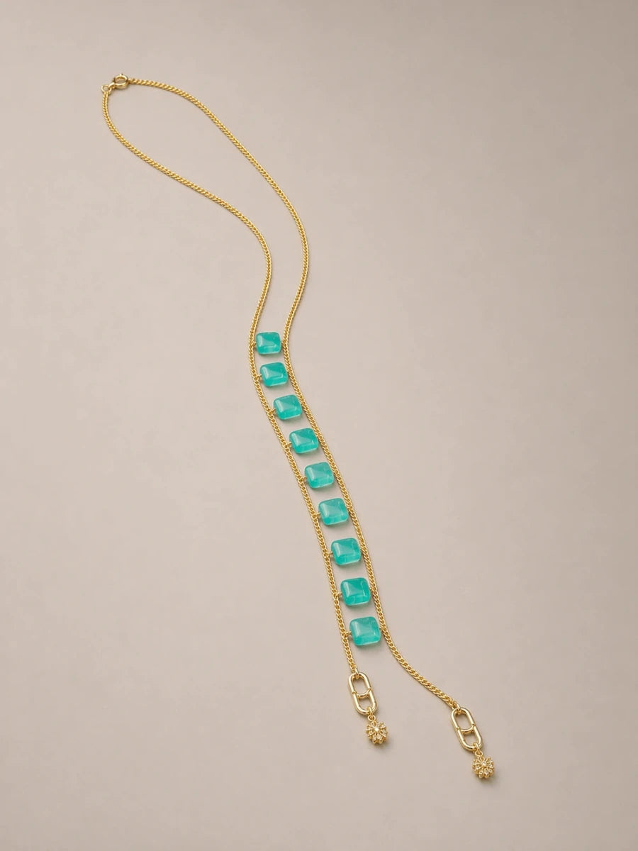 Turquoise Jade Double Chain Necklace - ELLY