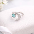 Turquoise Moon Silver Ring - ELLY