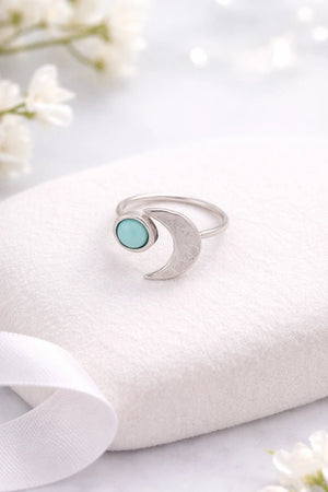Turquoise Moon Silver Ring - ELLY