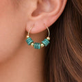 Turquoise Nacre & Gold Hoop Earrings - ELLY