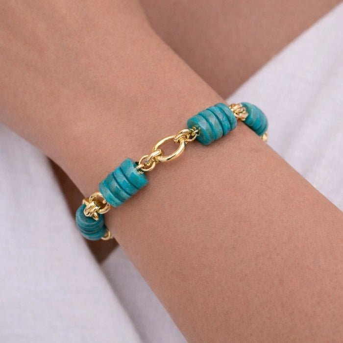 Turquoise Nacre Stone Link Bracelet - ELLY