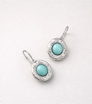 Turquoise silver plated brass earrings - ELLY