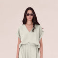 V - neck relaxed top – Light Sage - ELLY