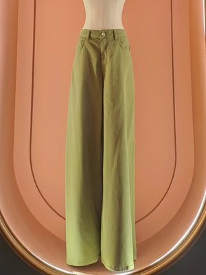 VerdeSalvia Wide - Leg High - Waisted Pants - ELLY