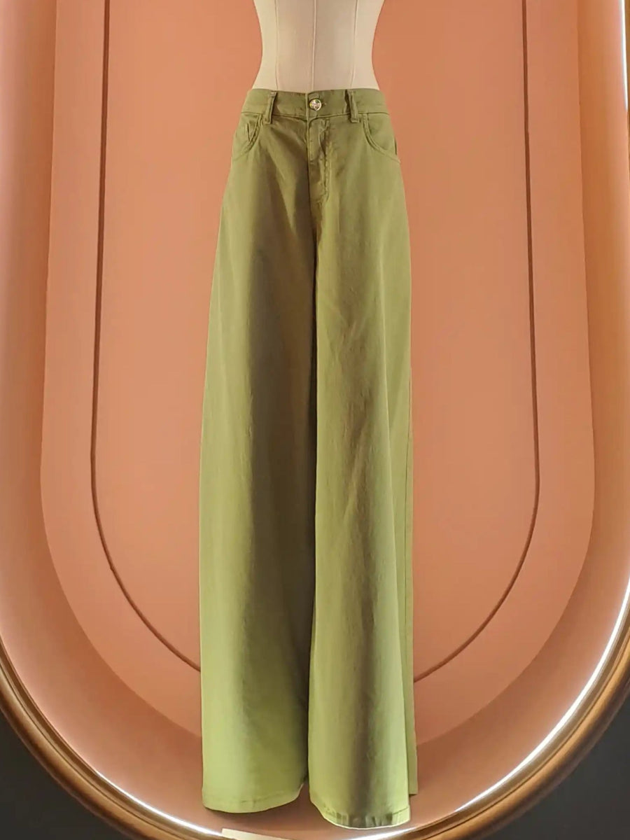 VerdeSalvia Wide - Leg High - Waisted Pants - ELLY