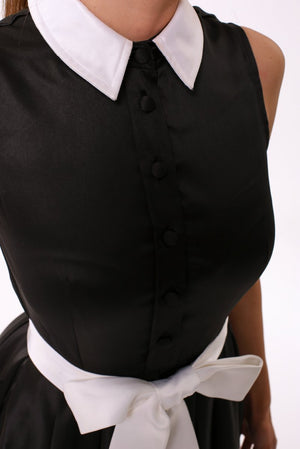 Vintage Black Petal Sleeveless Dress - ELLY