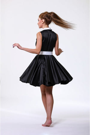 Vintage Black Petal Sleeveless Dress - ELLY