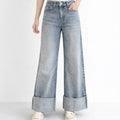 Vintage Cuffed Light Blue Jeans - ELLY