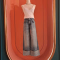 Vintage Cuffed Light Blue Jeans - ELLY