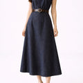 Vintage Denim Split Midi Dress - ELLY