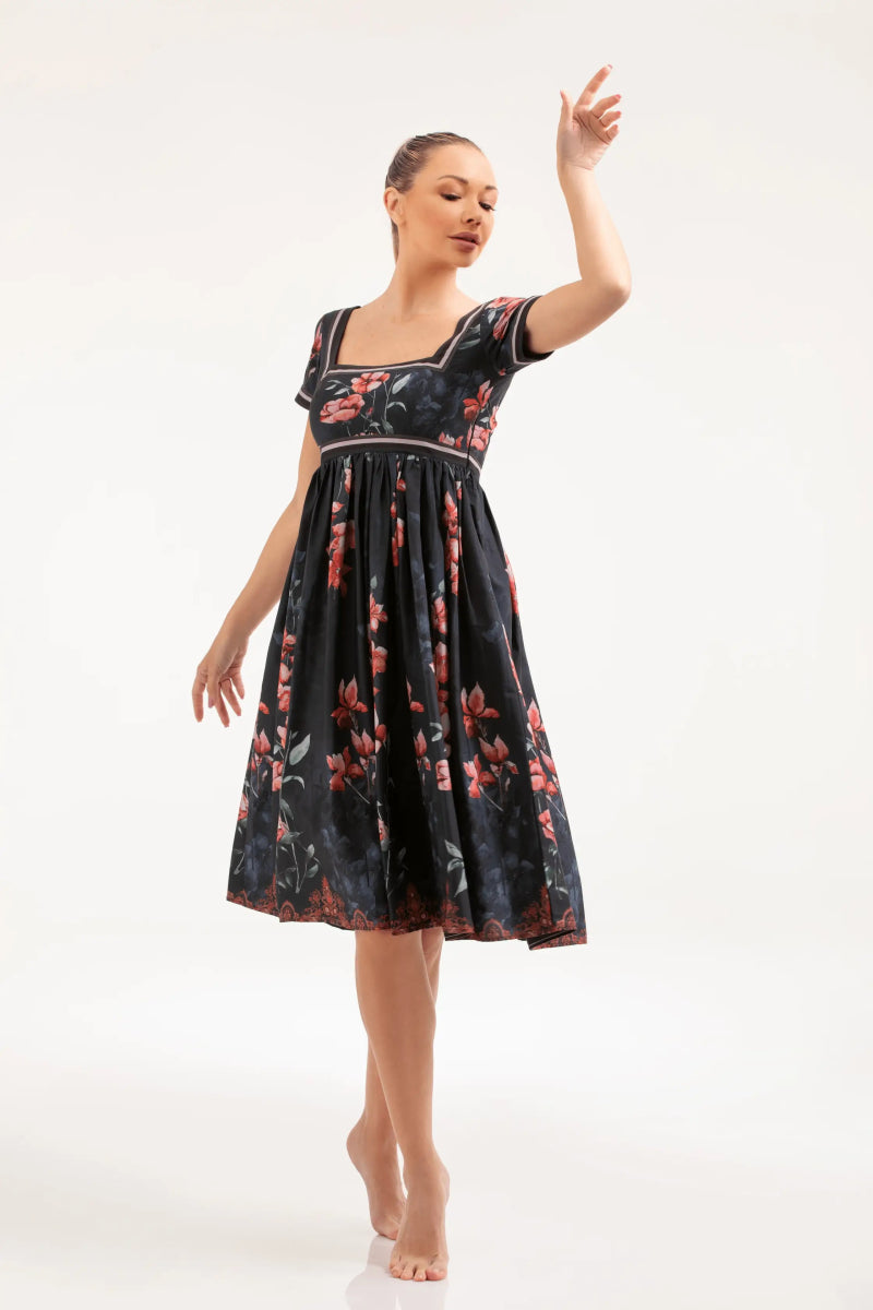 Vintage Floral Square - Neck Dress – ELLY - ELLY