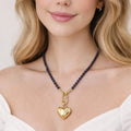 Violet Crystal Heart Pendant Necklace – Gold (ELLY) - ELLY